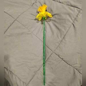 Murano Glass Yellow Flower Daffodil Flower Stemmed
